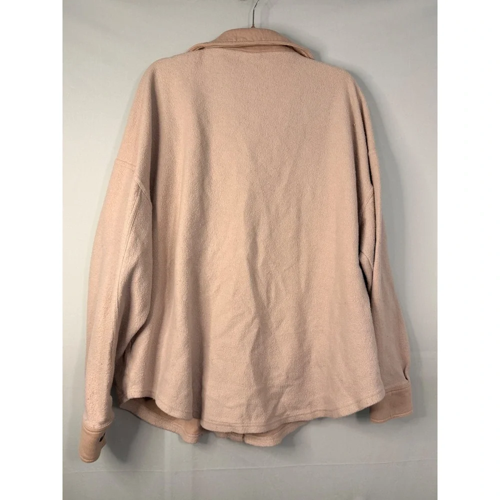 PacSun Fleece Shacket Womens M/L Beige‎ Button Front Oversized Jacket Shirt